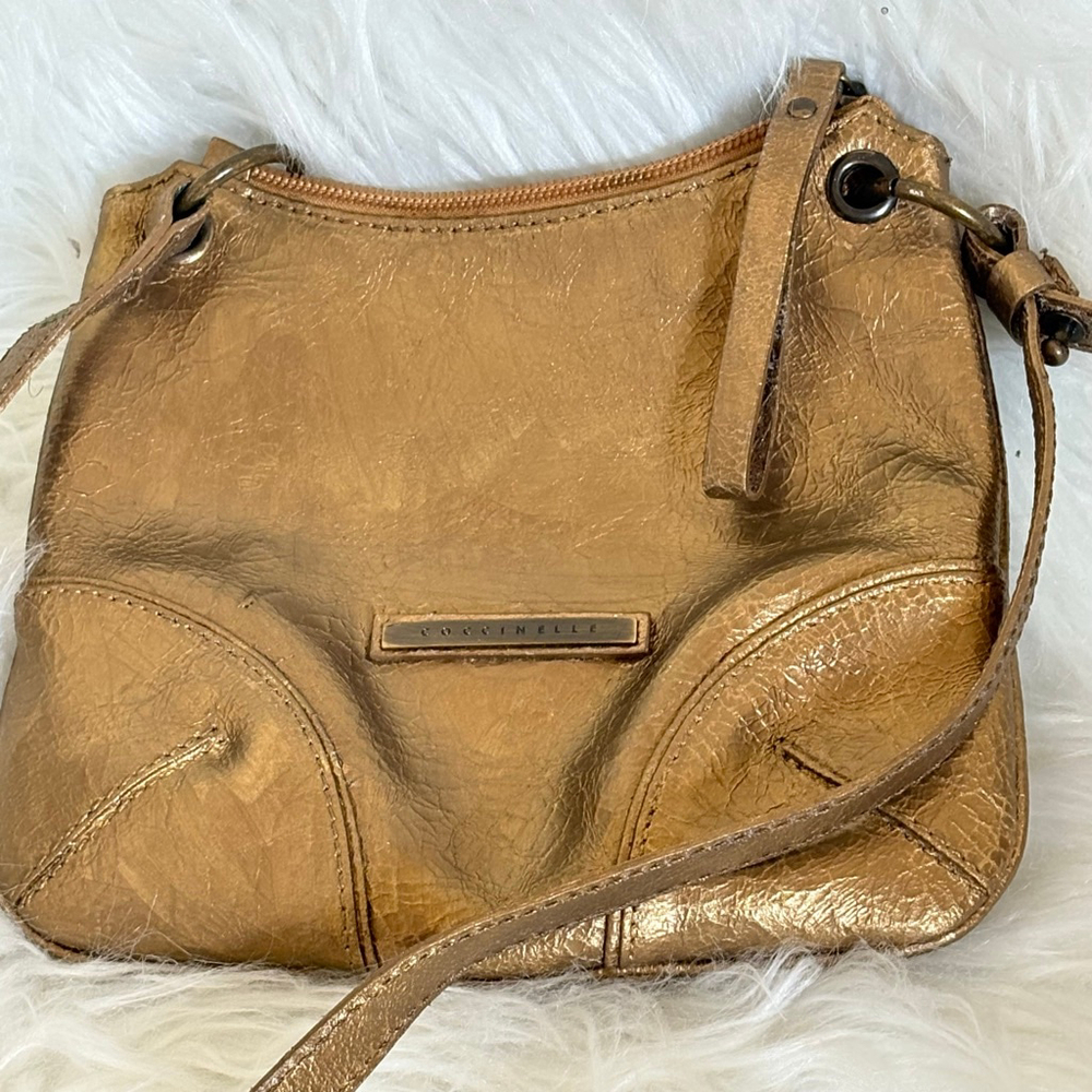 Coccinelle Vintage Small Leather Crossbody Bag‎ Bronze Gold